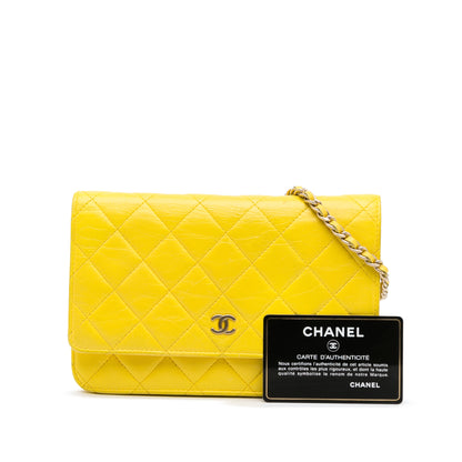 Classic Lambskin Wallet on Chain Yellow -  Re-Luxury