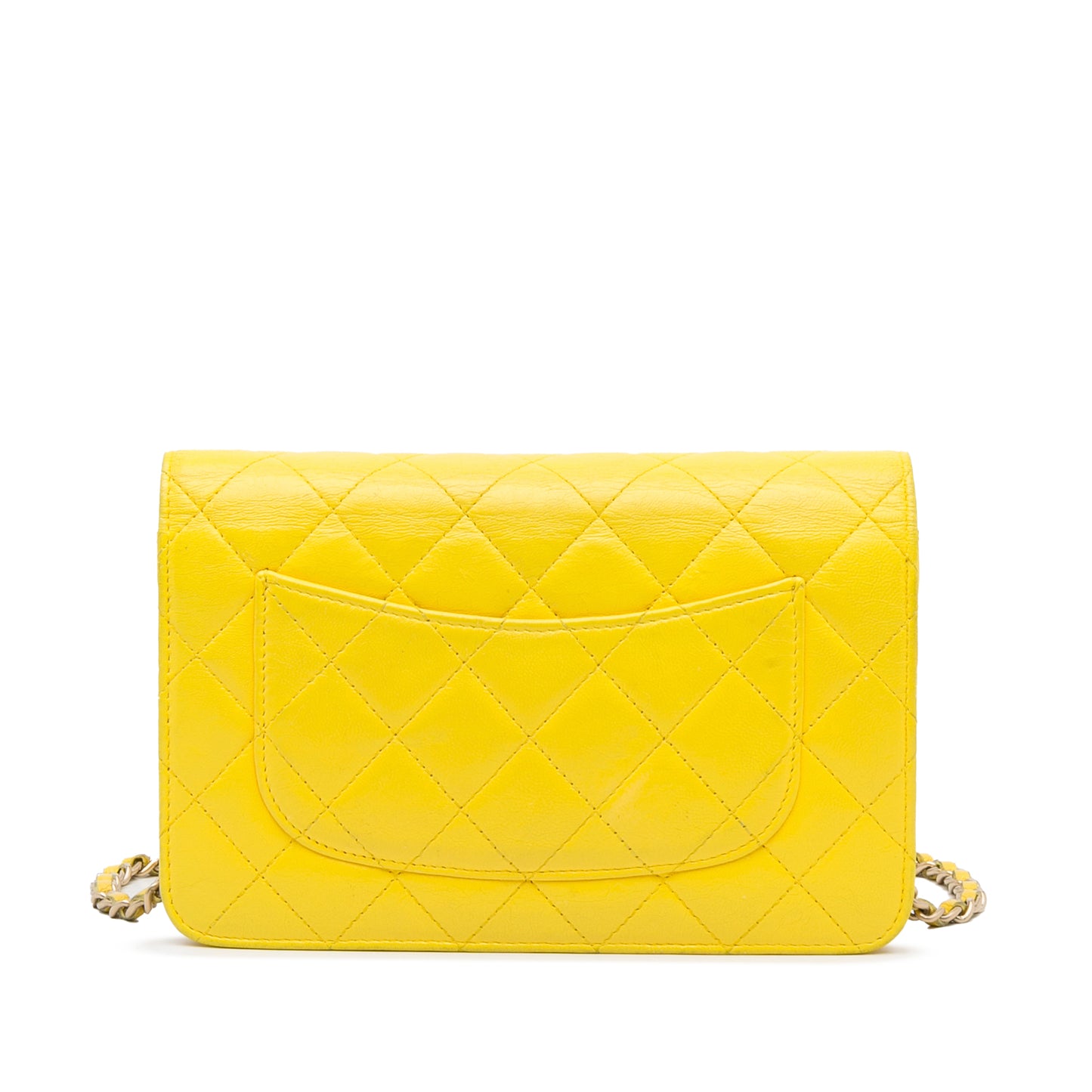 Classic Lambskin Wallet on Chain Yellow -  Re-Luxury