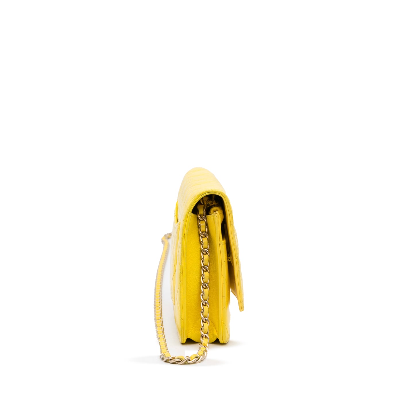 Classic Lambskin Wallet on Chain Yellow -  Re-Luxury