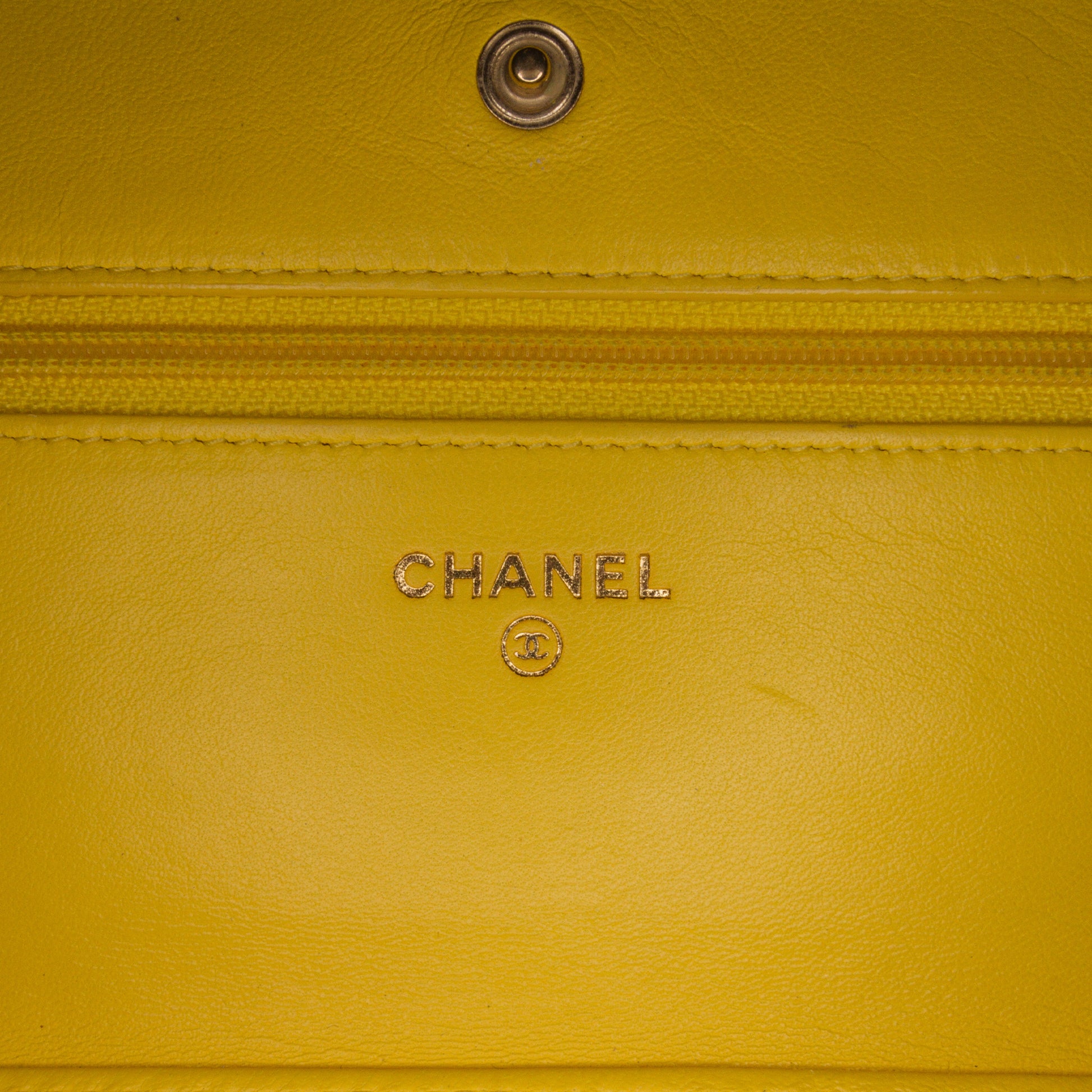 Classic Lambskin Wallet on Chain Yellow -  Re-Luxury