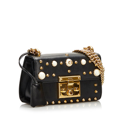 Pearl Studded Padlock Black -  Re-Luxury