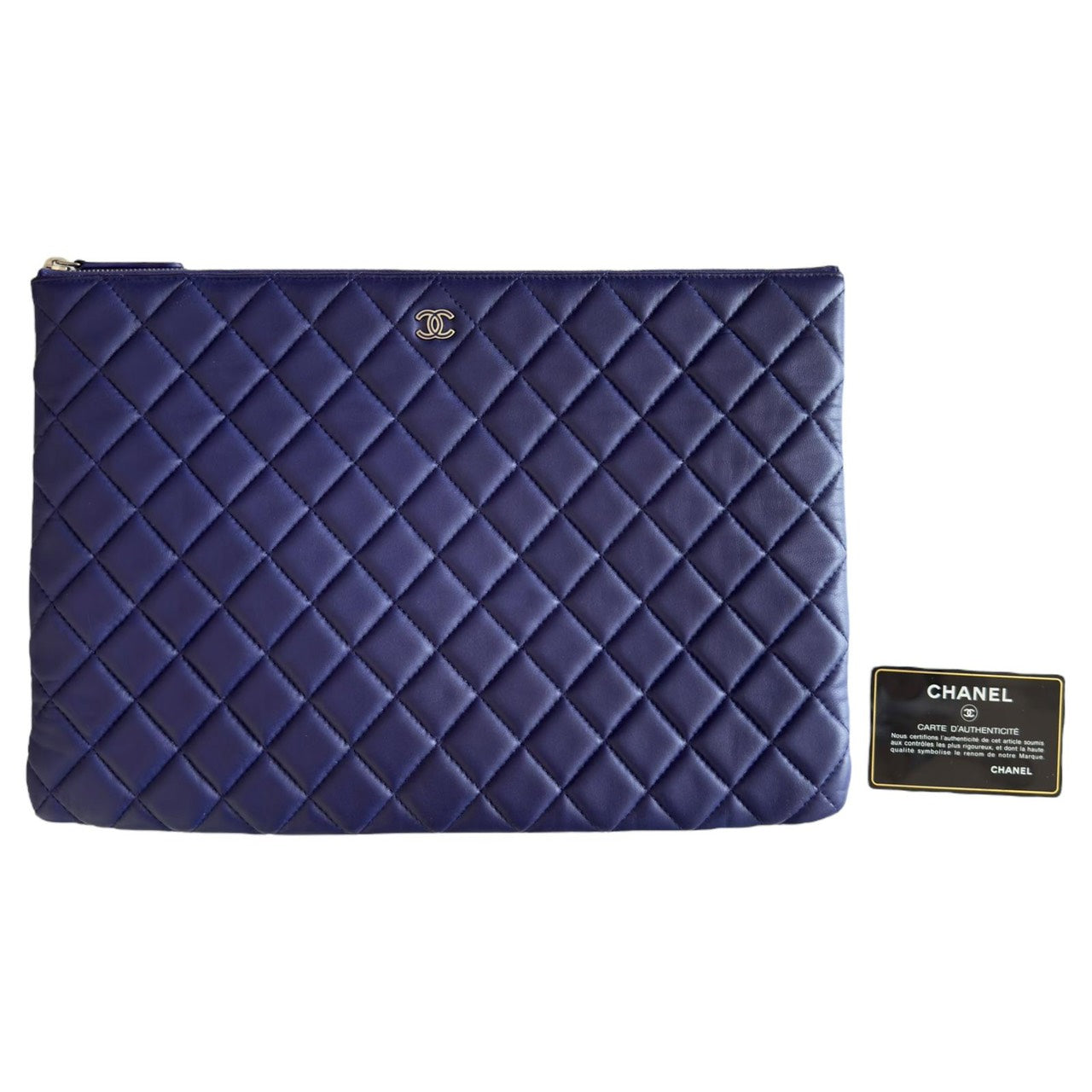 Chanel O Case Zip Pouch Blue