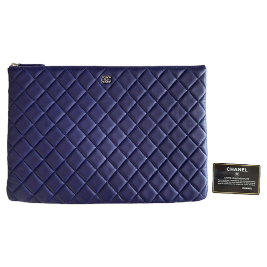 Chanel O Case Zip Pouch Blue