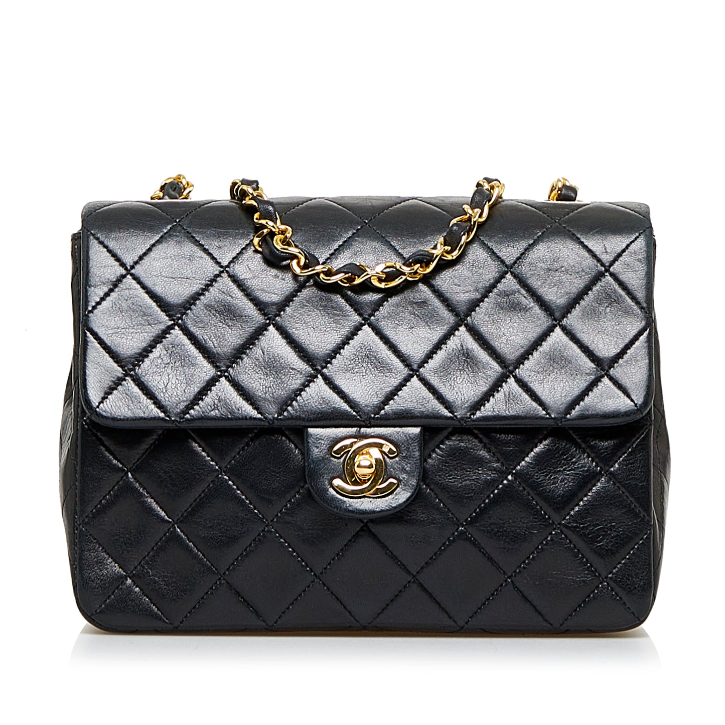 Mini Square Quilted Lambskin Single Flap Black -  Re-Luxury