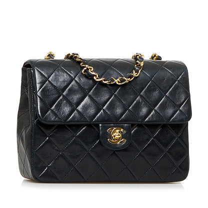 Mini Square Quilted Lambskin Single Flap Black -  Re-Luxury