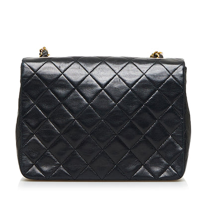 Mini Square Quilted Lambskin Single Flap Black -  Re-Luxury