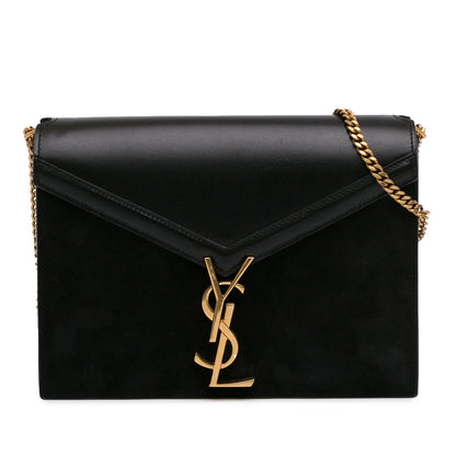 Suede and Calfskin Monogram Cassandra Clasp Bag Black -  Re-Luxury