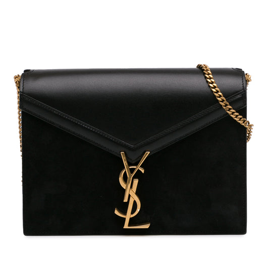 Suede and Calfskin Monogram Cassandra Clasp Bag Black -  Re-Luxury