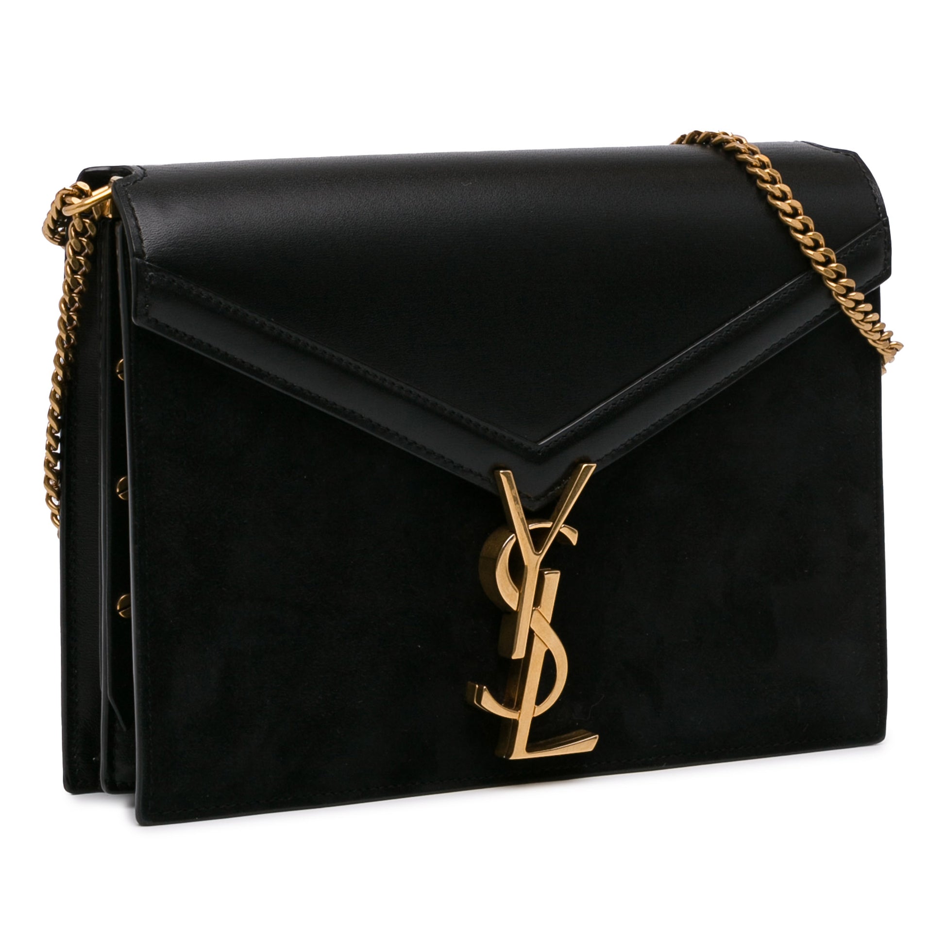 Suede and Calfskin Monogram Cassandra Clasp Bag Black -  Re-Luxury