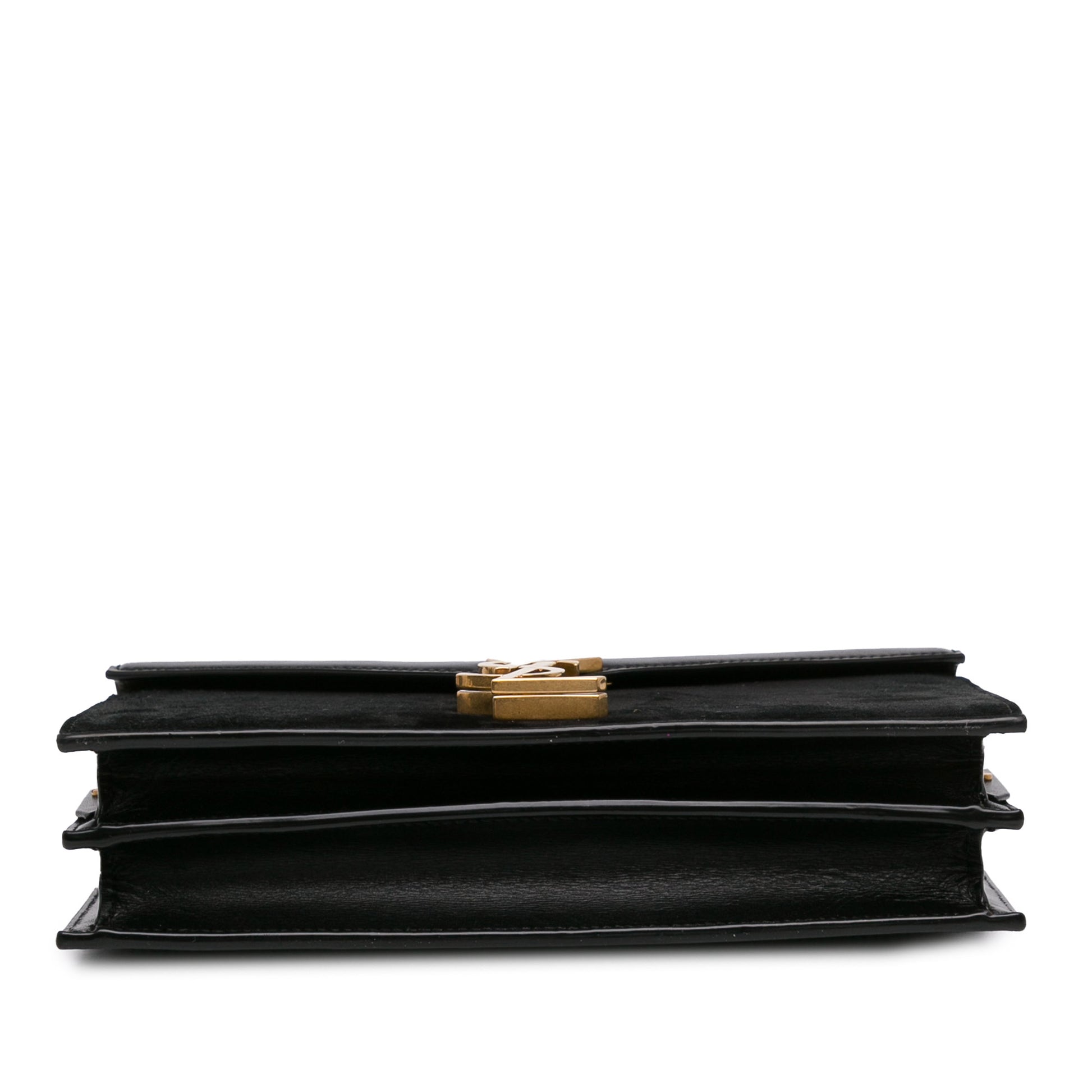 Suede and Calfskin Monogram Cassandra Clasp Bag Black -  Re-Luxury