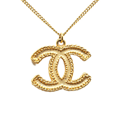 Gold Plated CC Pendant Necklace Gold -  Re-Luxury