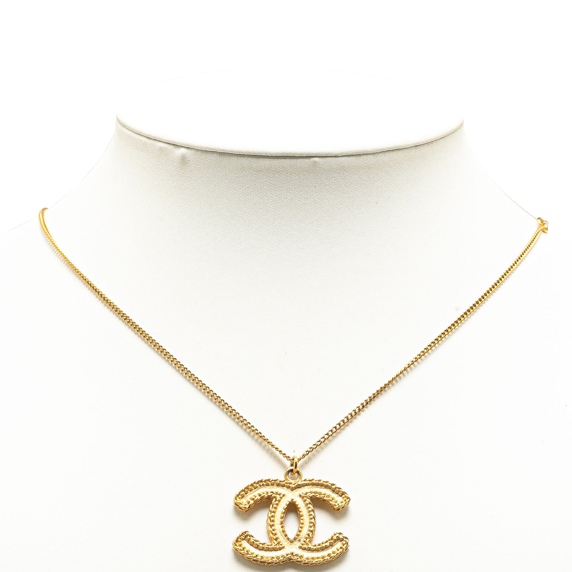 Gold Plated CC Pendant Necklace Gold -  Re-Luxury