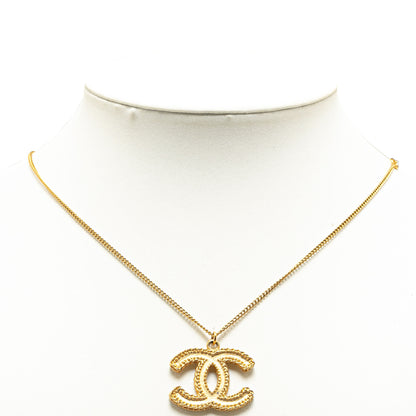 Gold Plated CC Pendant Necklace Gold -  Re-Luxury