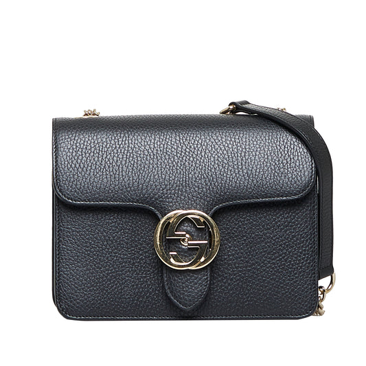 Dollar Calf Interlocking G Crossbody Black -  Re-Luxury