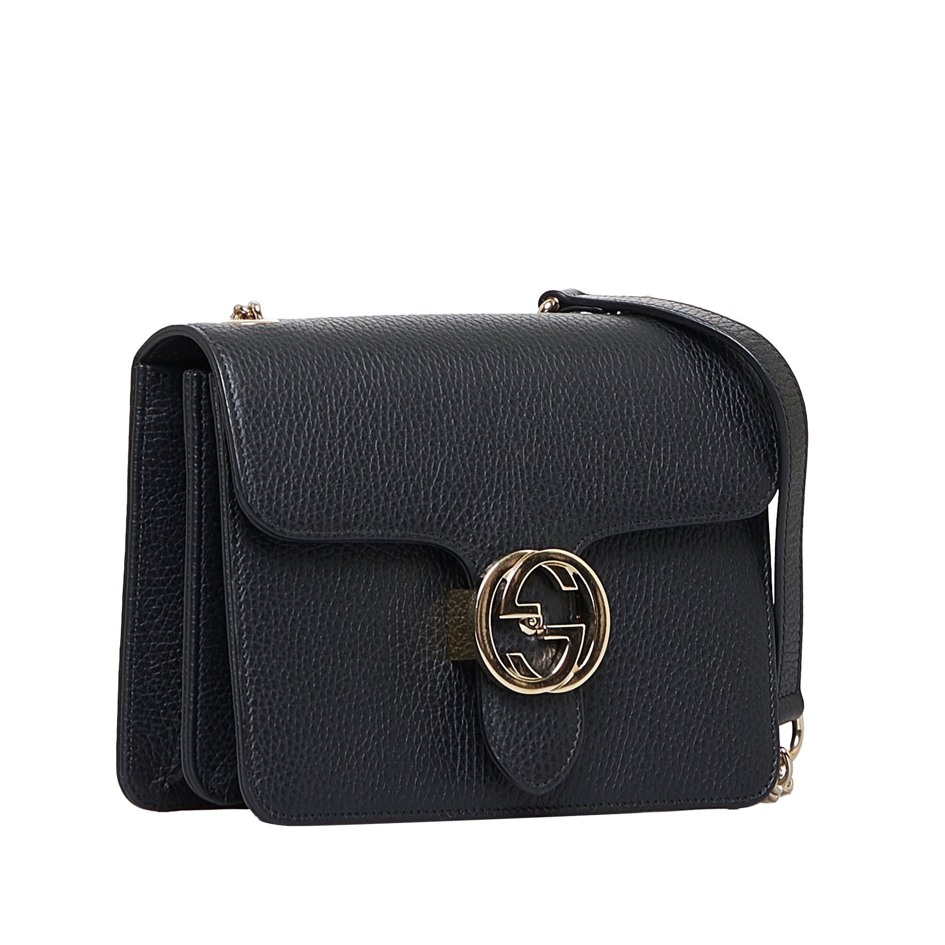 Dollar Calf Interlocking G Crossbody Black -  Re-Luxury