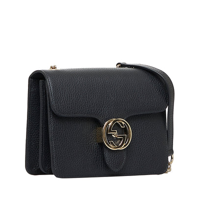 Dollar Calf Interlocking G Crossbody Black -  Re-Luxury