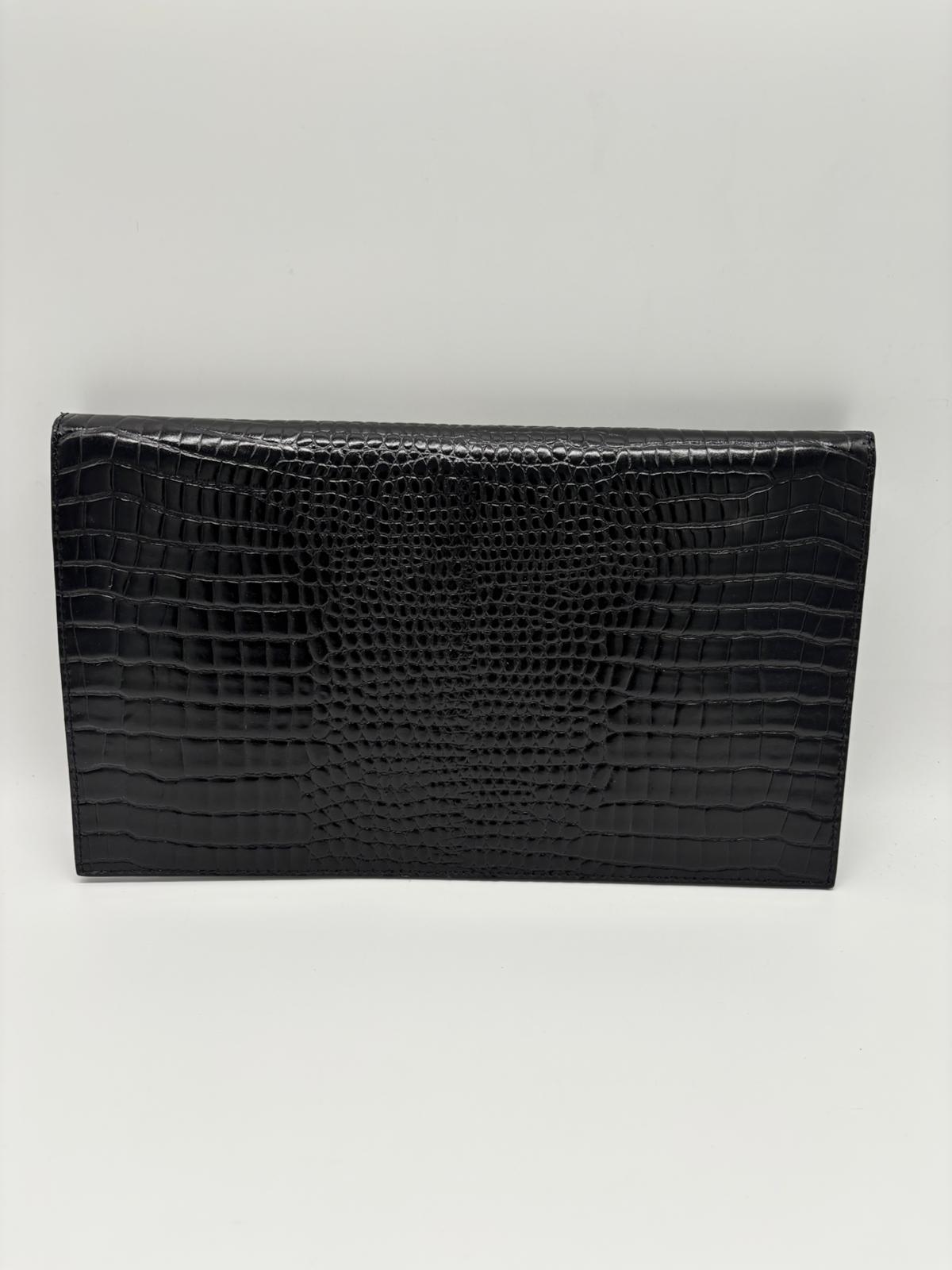 Saint Laurent Uptown Pouch - Crocodile Embossed Leather