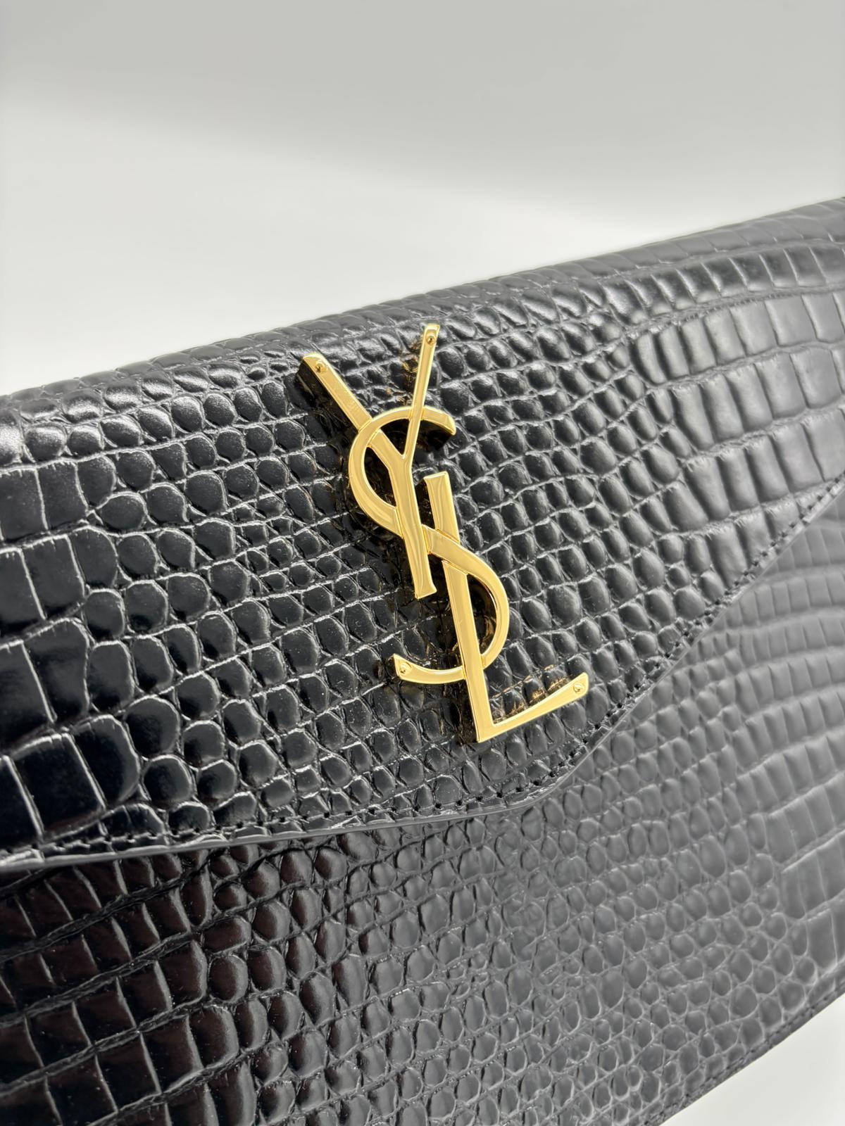 Saint Laurent Uptown Pouch - Crocodile Embossed Leather