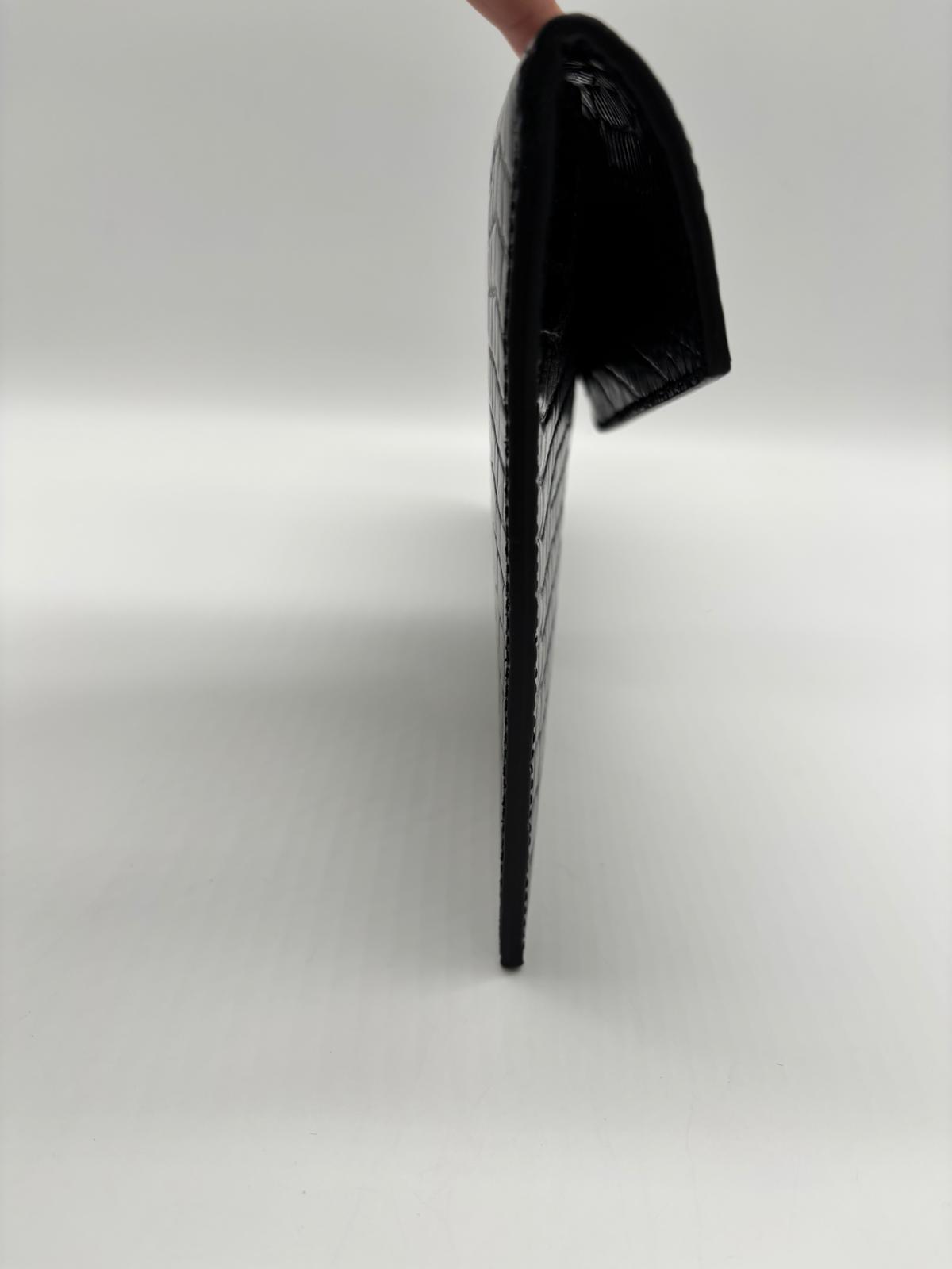 Saint Laurent Uptown Pouch - Crocodile Embossed Leather