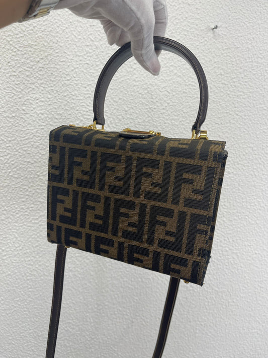Vintage Convertible Lock Box Bag Zucca Canvas Small