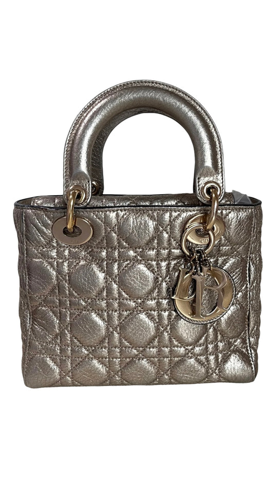 Lady Dior Metallic Calfskin Cannage Supple Bag