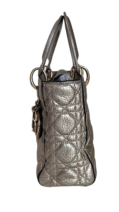 Lady Dior Metallic Calfskin Cannage Supple Bag