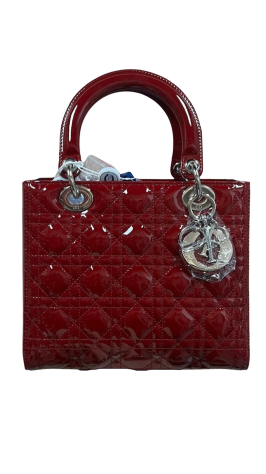 Lady Dior Medium Patent Leather Handbag