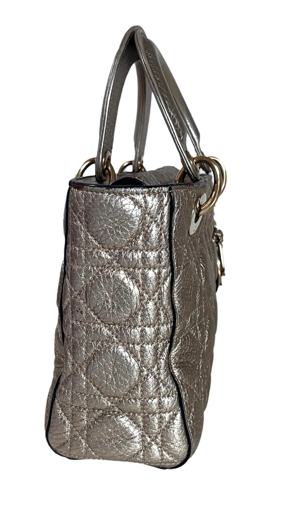 Lady Dior Metallic Calfskin Cannage Supple Bag