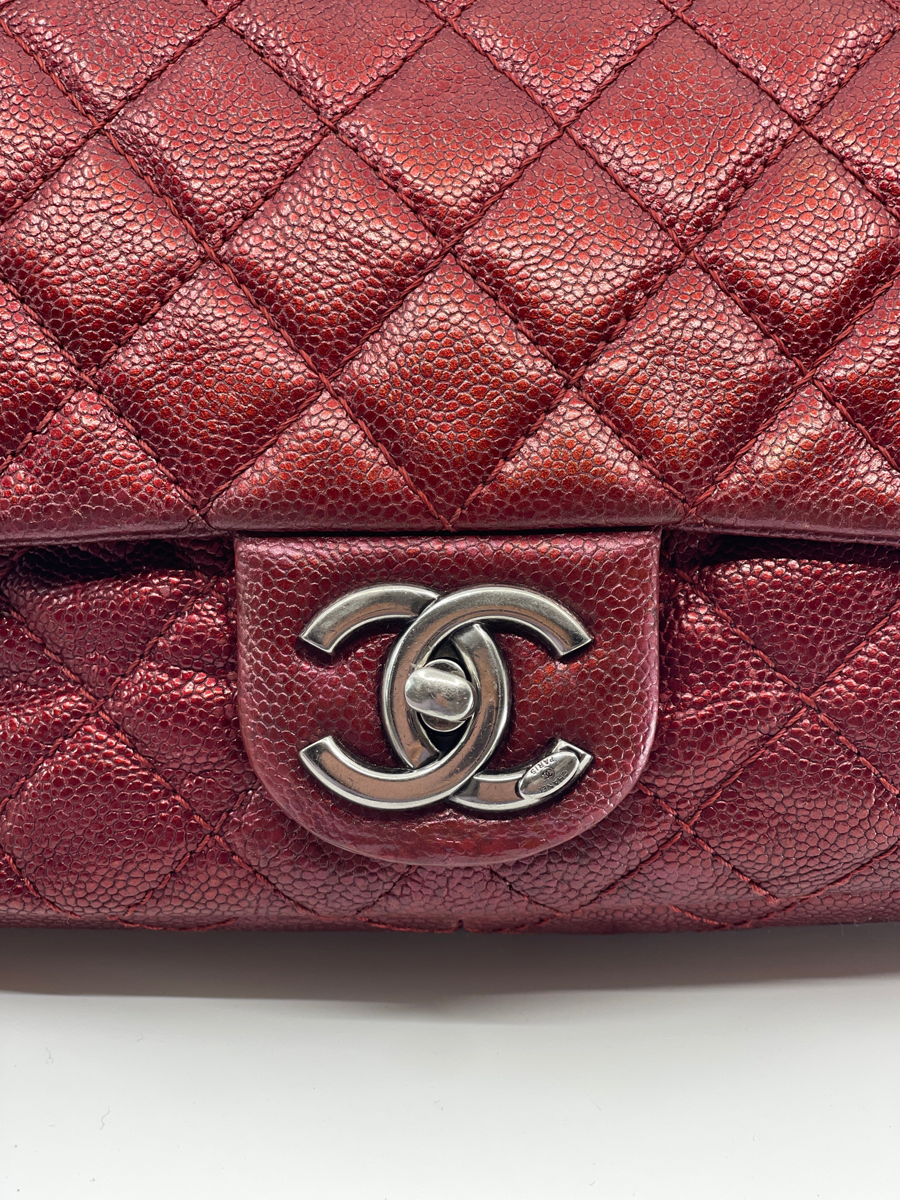 CHANEL Classic Double Flap Medium Red Caviar Silver Hardware 2011  BoutiQi  Bags